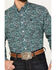 Cinch Men's Paisley Print Long Sleeve Button Down Western Shirt, Teal, hi-res