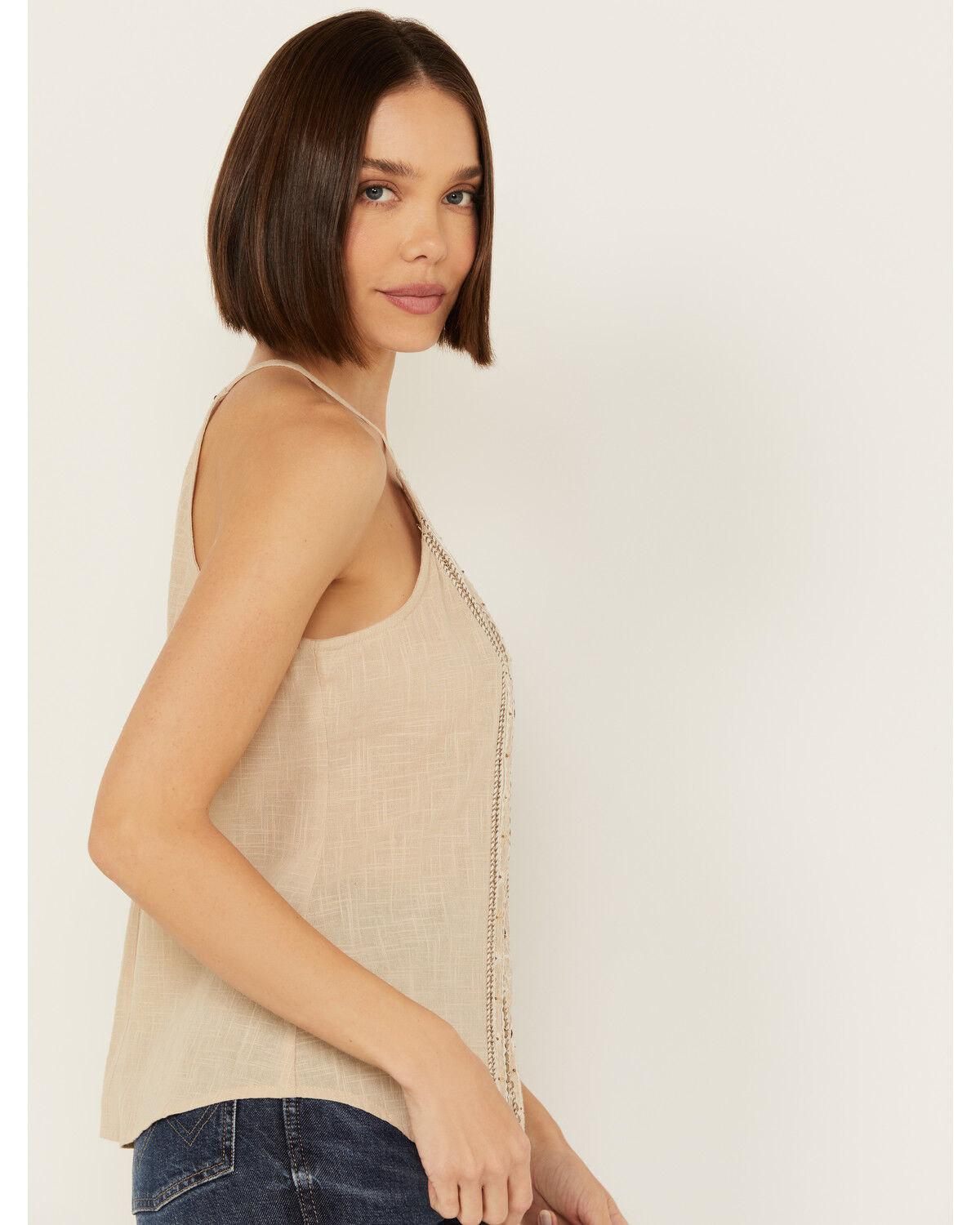 Image #2 - Shyanne Women's Embellished Halter Tank, Taupe, hi-res