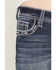 Image #4 - Grace in LA Girls' Floral Horseshoe Embroidered Bootcut Stretch Denim Jeans, Dark Wash, hi-res