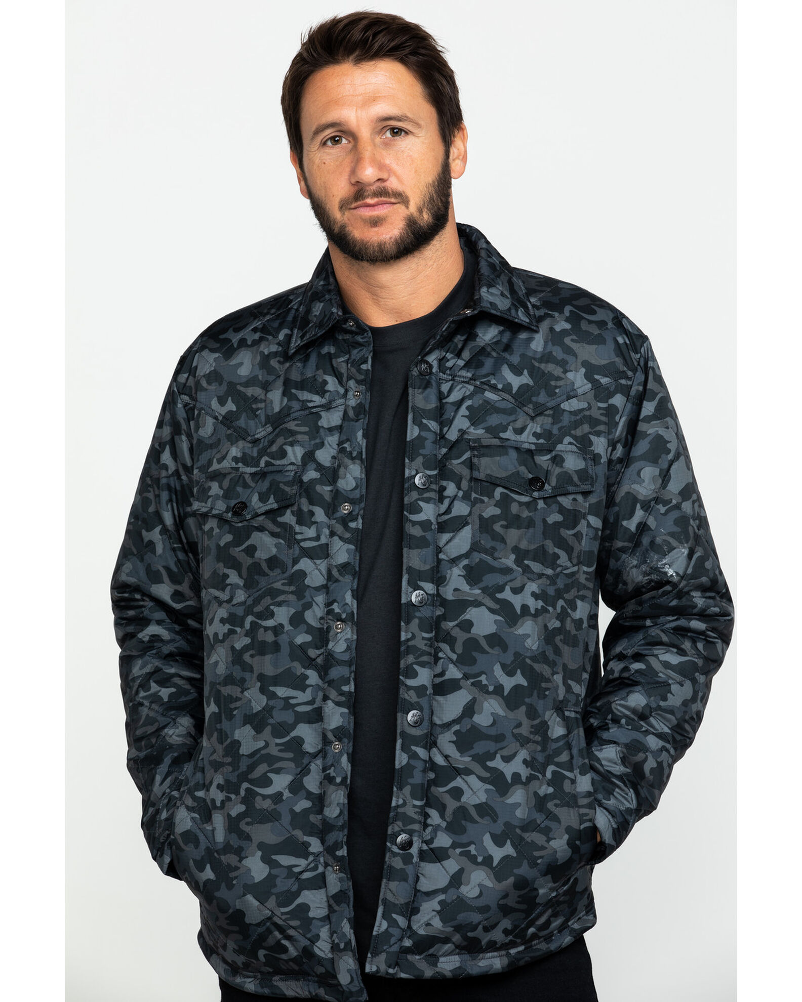 Moonshine Spirit Men's Camo Trooper Ripstop Quilted Shirt Jacket