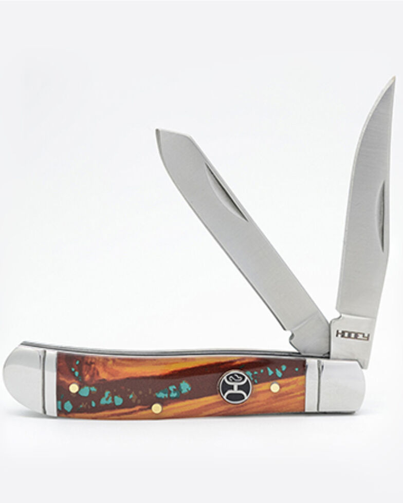 HOOey Small Turquoise Trapper Knife, Brown, hi-res