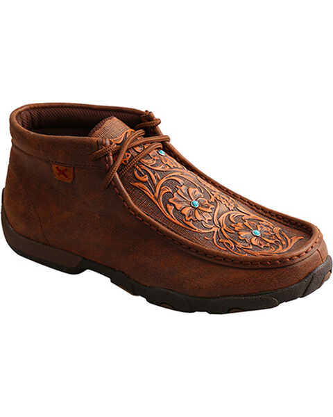 Twisted X Women's Tooled Chukka Driving Mocs, Brown, hi-res