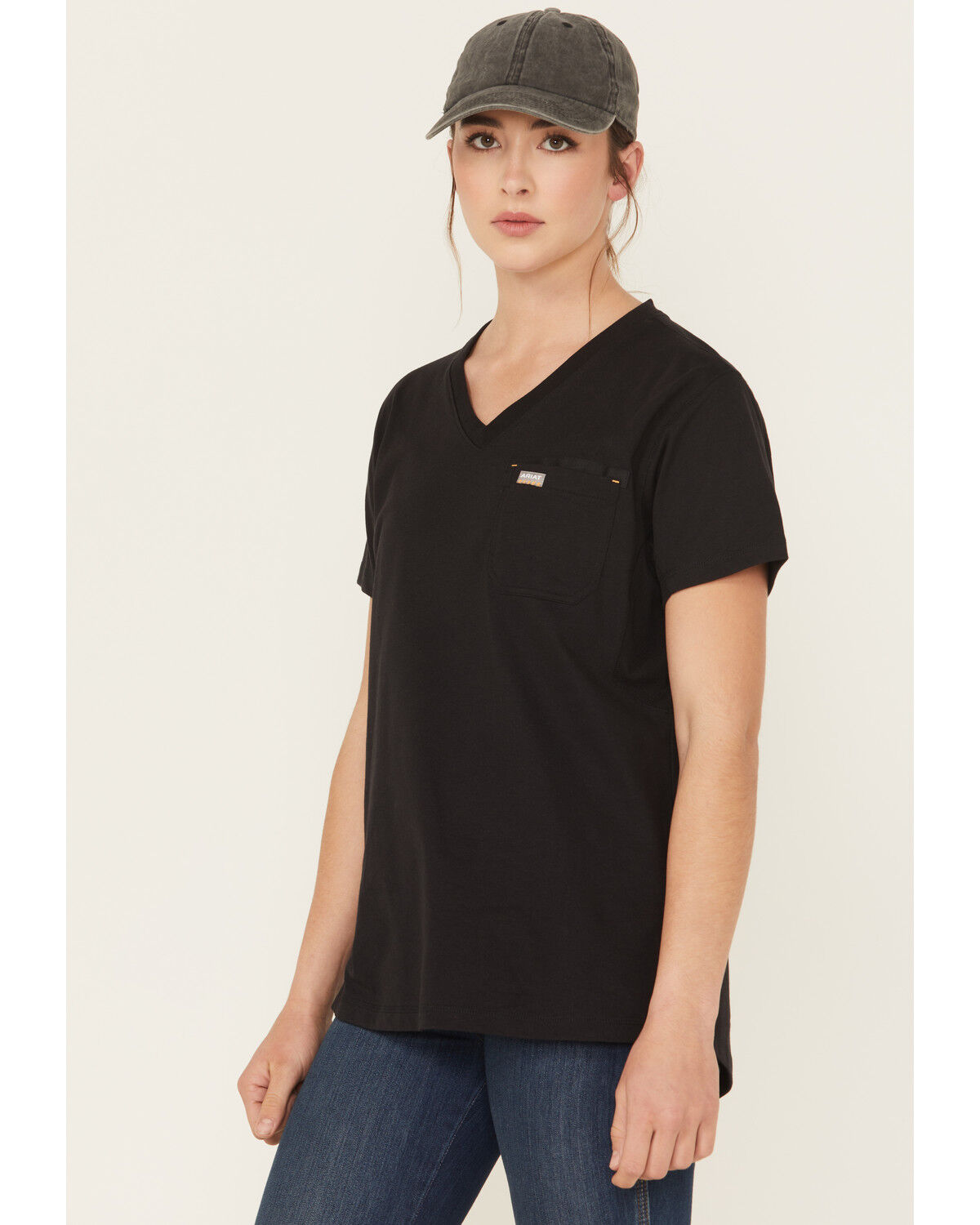 Image #2 - Ariat Women's Rebar Workman Rose Short Sleeve Graphic Work Tee, Black, hi-res