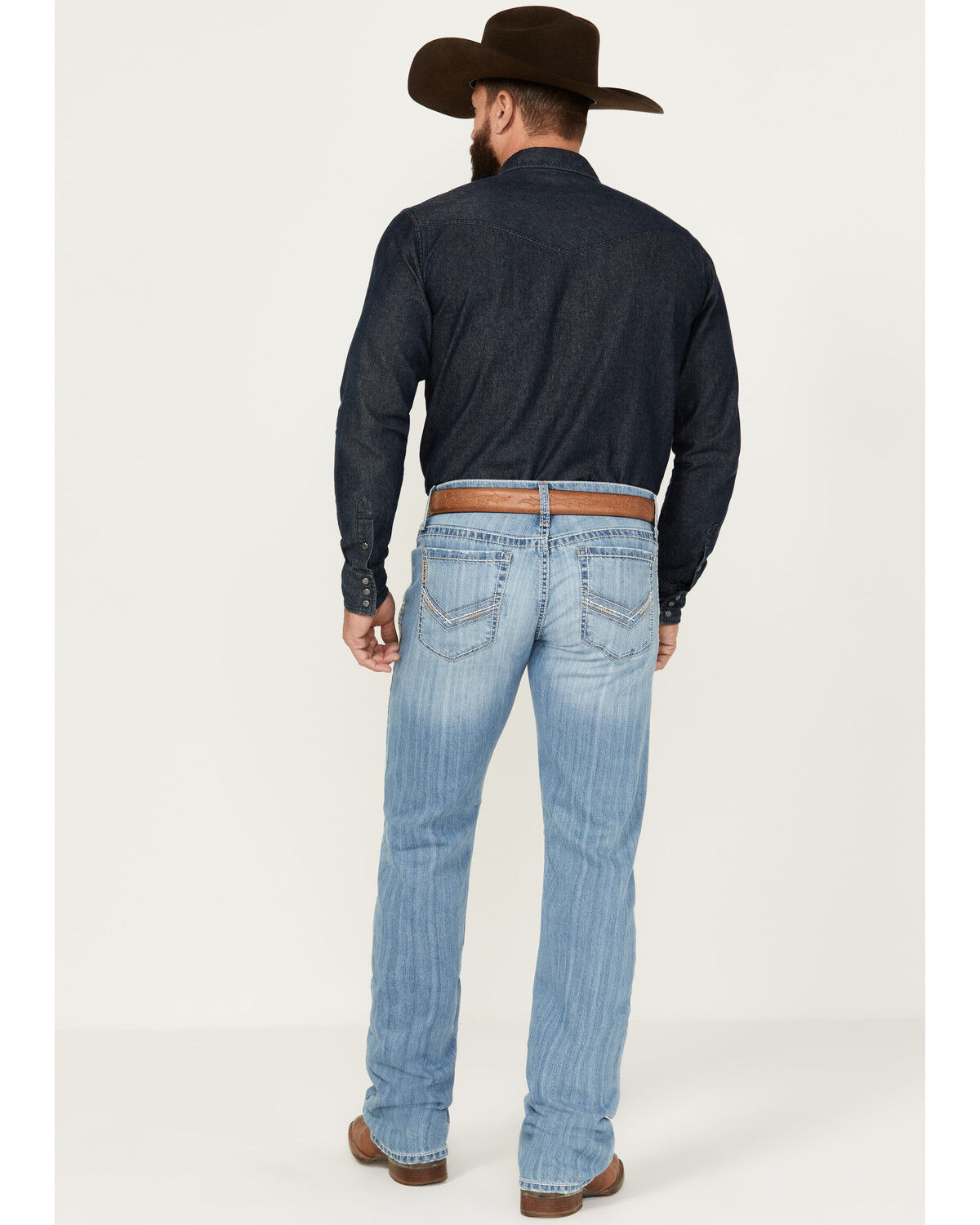 Image #3 - Cinch Men's Ian Light Stonewash Wash Performance Stretch Slim Boot Denim Jeans, Indigo, hi-res