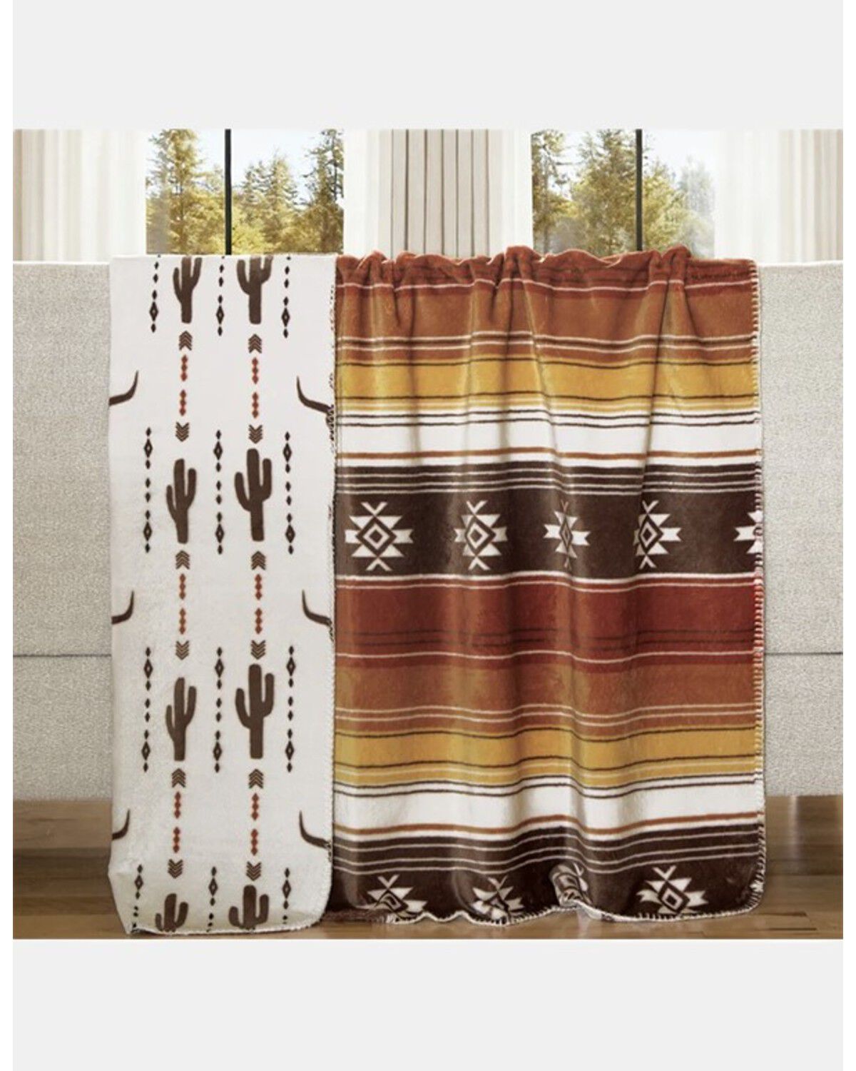 Image #1 - Carstens Home Wrangler Desert Sands Reversible Throw Blanket, Brown, hi-res
