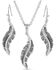 Image #1 - Montana Silversmiths Women's All About The Curve Feather Necklace & Earrings Set - 2-Piece, Silver, hi-res