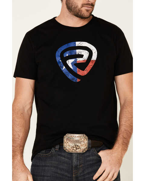 Rock & Roll Denim Men's Texas Flag Logo Graphic T-Shirt , Black, hi-res