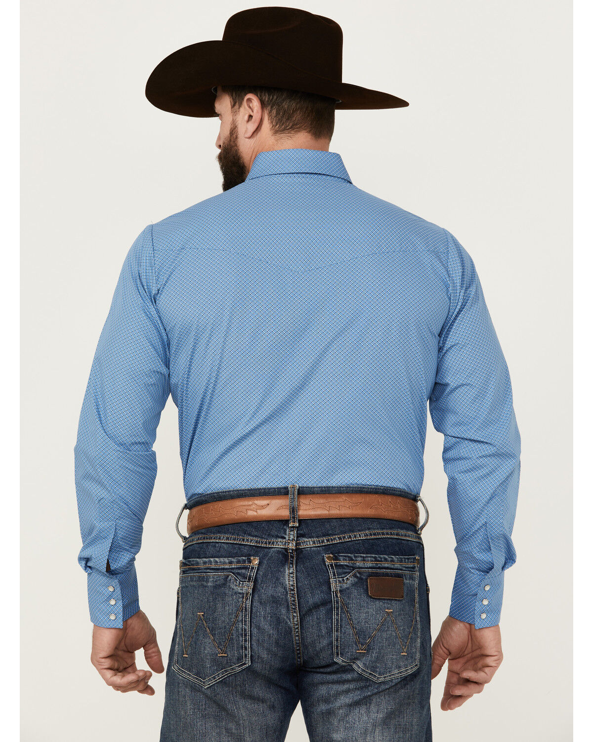 Image #4 - Ely Walker Men's Geo Print Long Sleeve Pearl Snap Western Shirt, Blue, hi-res