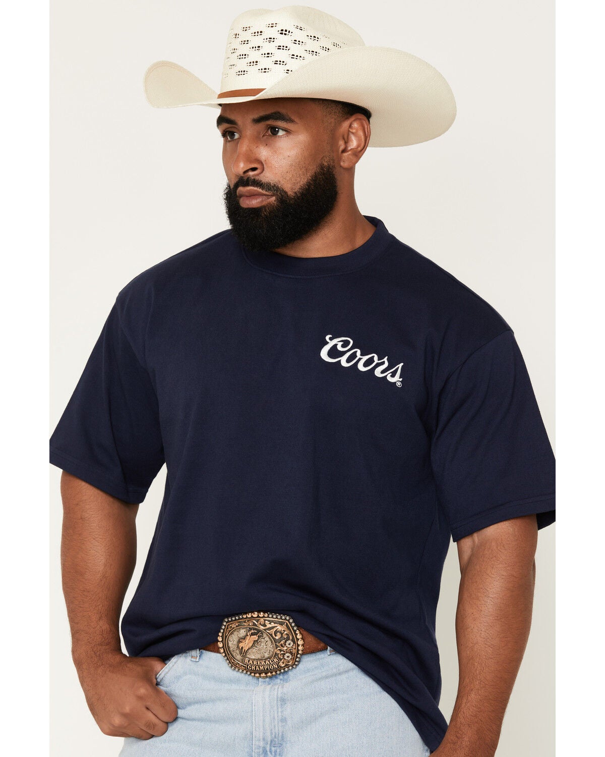 Image #3 - Coors Men's Embroidered Logo Short Sleeve Graphic T-Shirt, Navy, hi-res