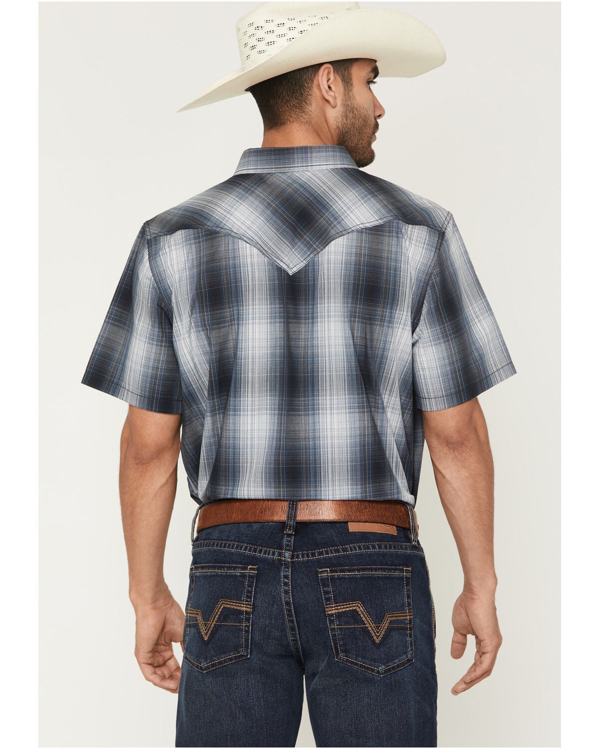 Image #4 - Cody James Men's Weed Wacker Plaid Print Short Sleeve Snap Western Shirt - Big, Blue, hi-res