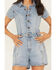 Image #3 - Rolla's X AC/DC Women's Light Wash Lightening Short Sleeve Button-Down Denim Romper, Light Wash, hi-res