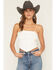 Image #1 - Miss Me Women's Studded Cropped Tank Top, White, hi-res