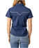 Image #2 - Kimes Ranch Women's Long Horn Solid Short Sleeve Snap Western Shirt, Navy, hi-res