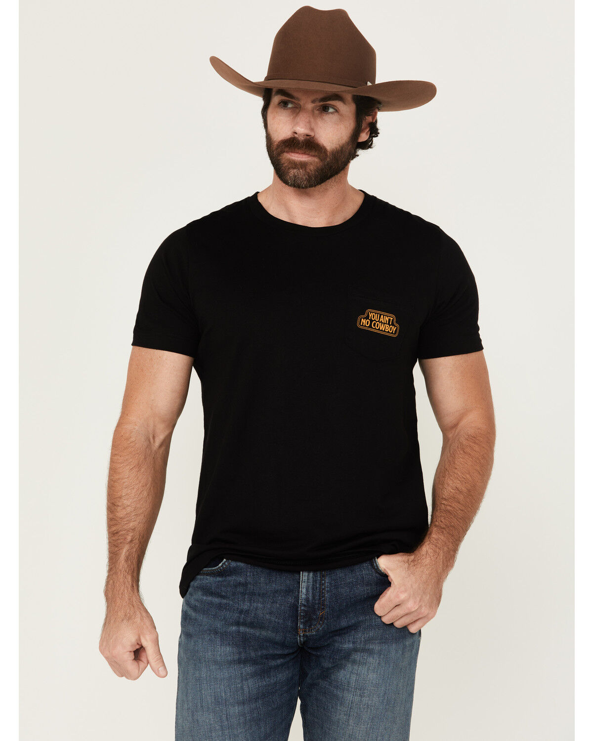 Image #2 - Rodeo Time Men's You Ain't No Cowboy Short Sleeve Graphic T-Shirt, Black, hi-res