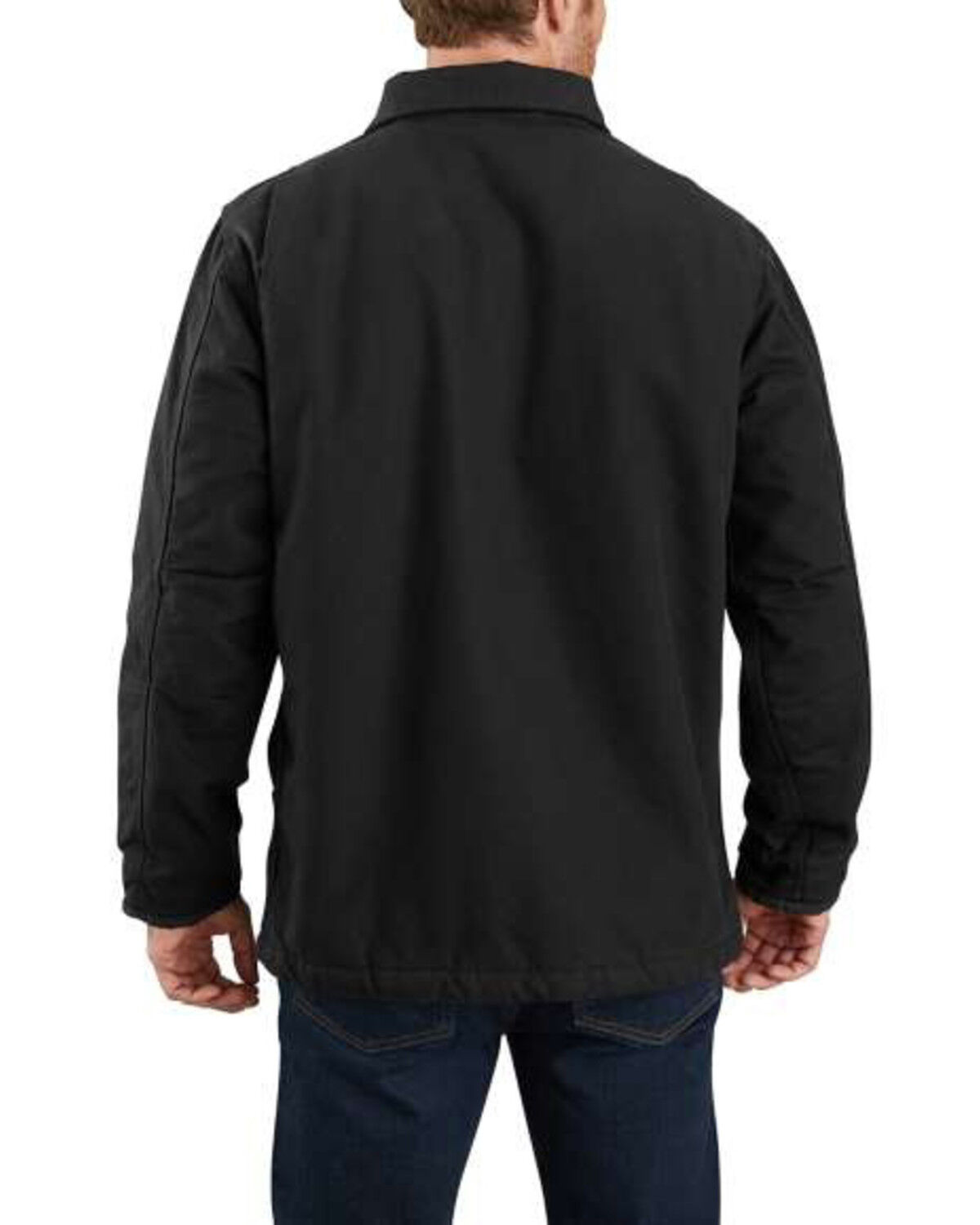 Image #2 - Carhartt Men's Black Washed Duck Sherpa Lined Work Coat - Big, Black, hi-res