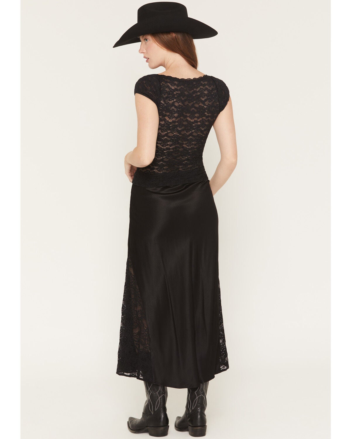 Image #4 - Idyllwind Women's Rita Satin and Lace Midi Skirt, Black, hi-res
