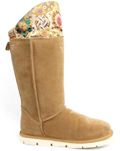 Image #2 - Superlamb Women's Mongol Foldable Cuff Pull On Casual Boots - Round Toe, Tan, hi-res