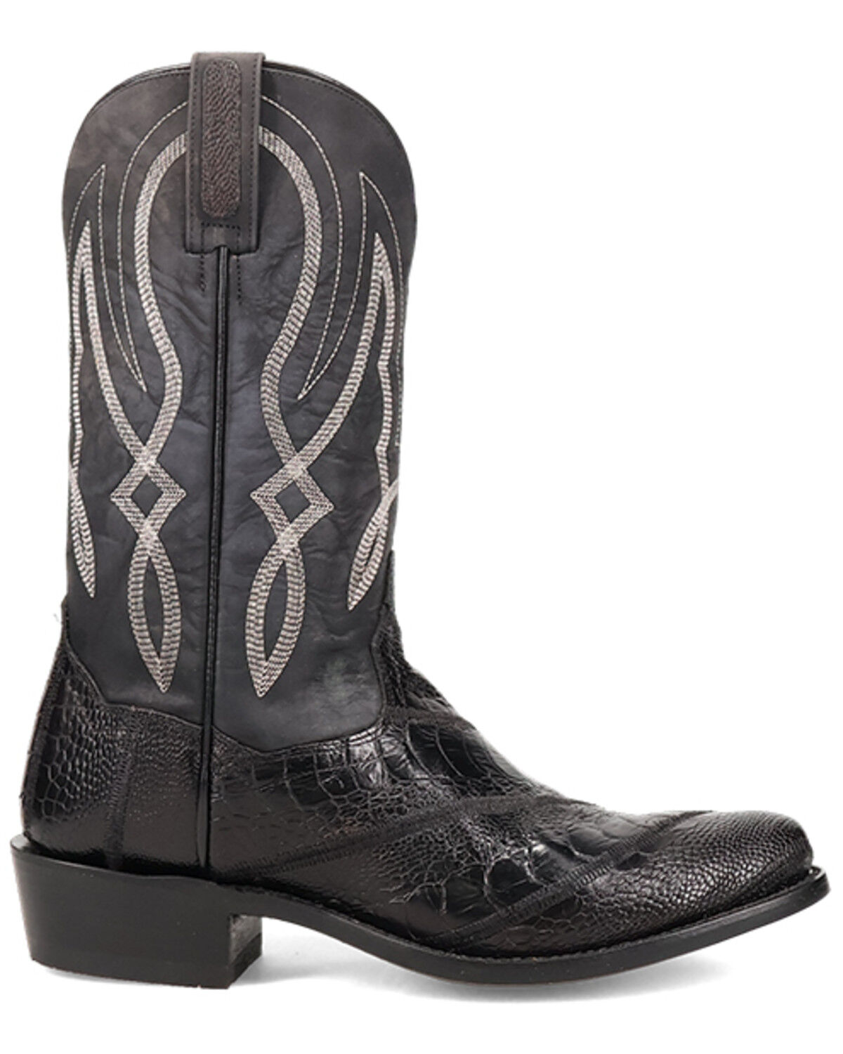 Image #2 - Dan Post Men's Exotic Ostrich Leg Western Boots - Square Toe, Black, hi-res