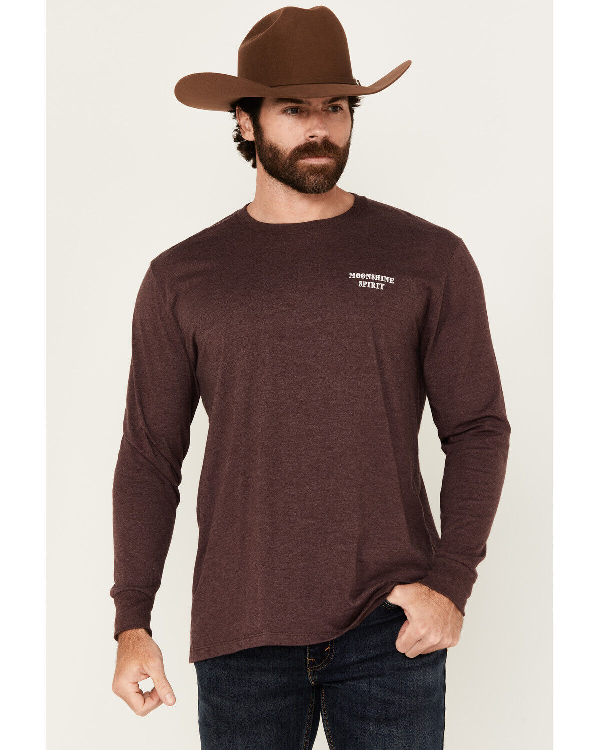 Image #2 - Moonshine Spirit Men's Whiskey Nights Long Sleeve Graphic T-Shirt, Burgundy, hi-res