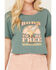 Image #3 - Wrangler Women's Born To Be Free Short Sleeve Cropped Graphic Tee, Sage, hi-res