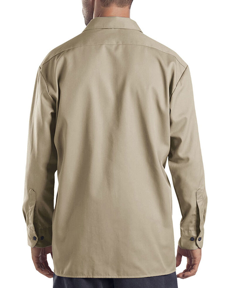 Dickies Men's Solid Twill Long Sleeve Work Shirt - Folded , Khaki, hi-res