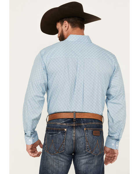 Image #4 - Cinch Men's Geo Print Long Sleeve Button-Down Western Shirt , Light Blue, hi-res