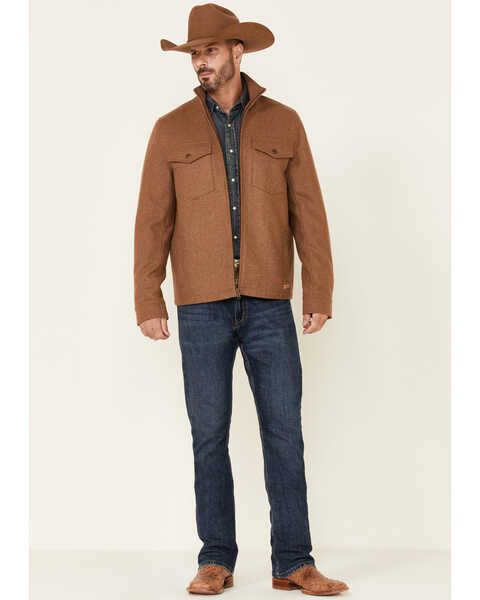 Image #2 - Powder River Outfitters Men's Solid Tan Zip-Front Wool Jacket , , hi-res