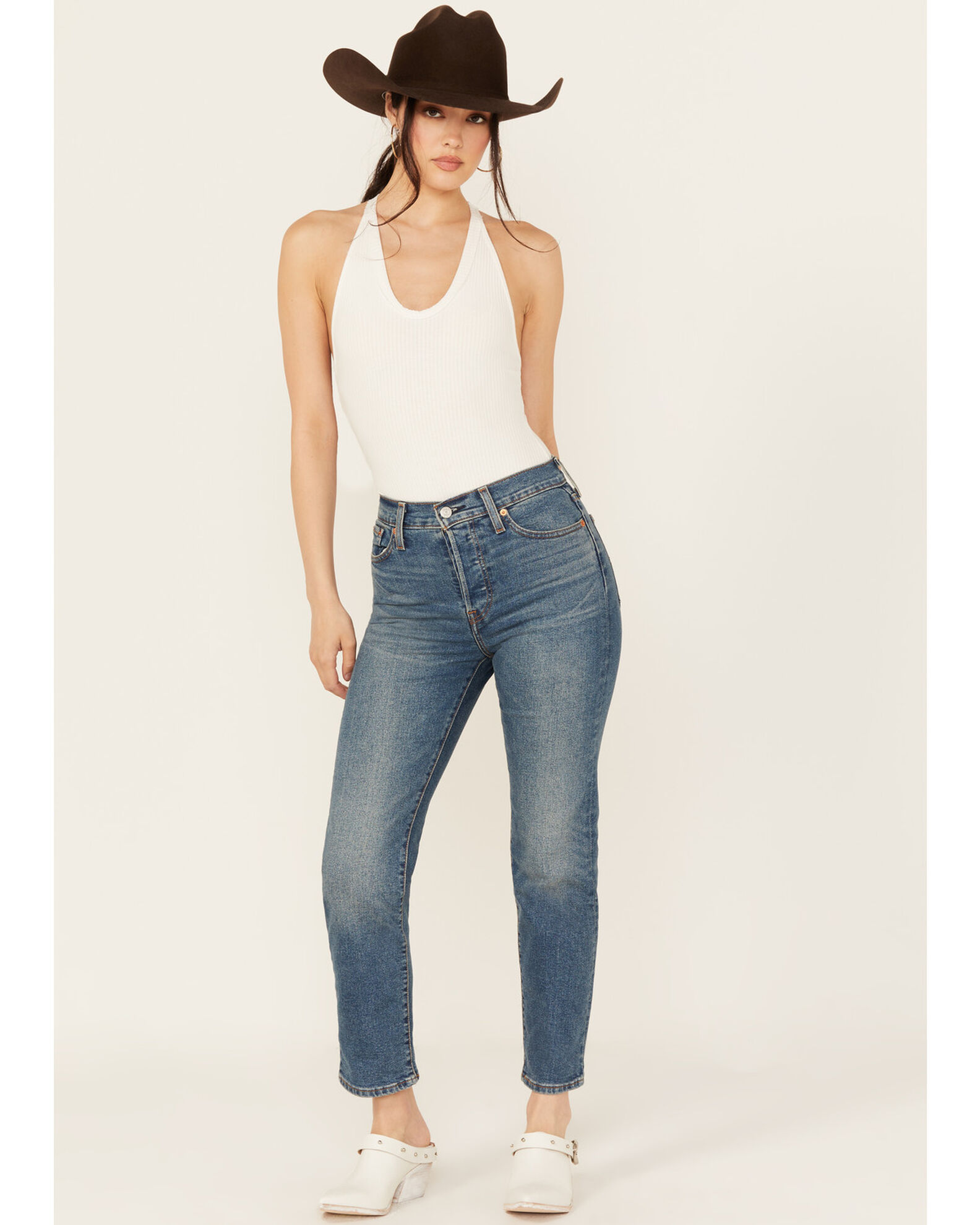 Levi s Women s Maximum Effort Medium Wash High Rise Wedgie Straight Stretch Denim Jeans Sheplers