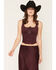Image #1 - Idyllwind Women's Faux Suede Sleeveless Lace-Up Top, Wine, hi-res