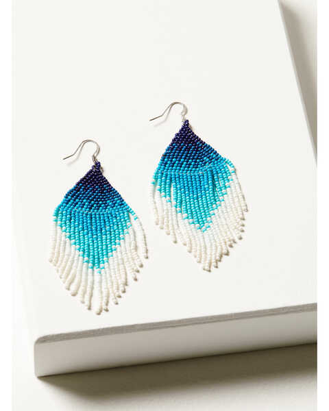 Image #1 - Idyllwind Women's Pacifica Beaded Fringe Earrings , Silver, hi-res