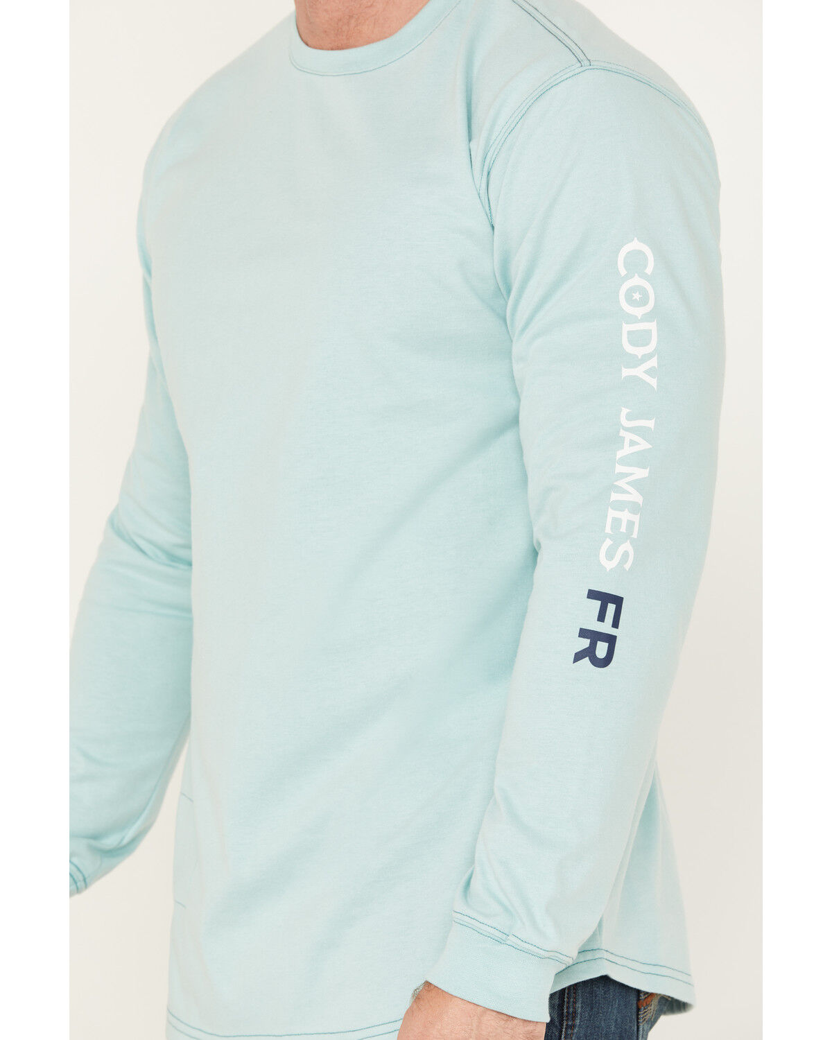 Image #3 - Cody James Men's FR Logo Long Sleeve Stretch Work T-Shirt, Aqua, hi-res