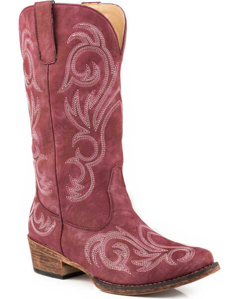 Roper Women's Raspberry Riley Vintage Western Boots - Snip Toe, Red, hi-res