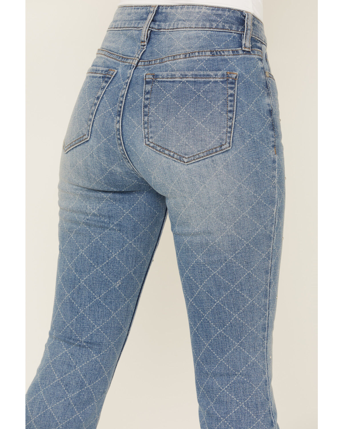 Image #4 - Shyanne Women's Luna Embellished High Rise Flare Stretch Denim Jeans, Light Wash, hi-res