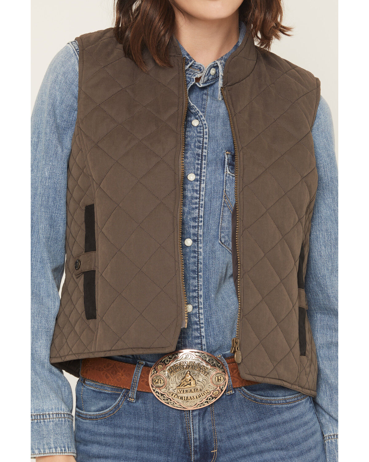 Image #3 - Outback Trading Co Women's Quilted Riding Vest, Brown, hi-res
