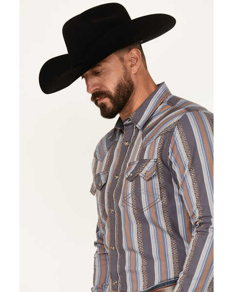 Image #2 - Cody James Men's Saddle Up Striped Print Long Sleeve Snap Western Shirt, Chocolate, hi-res