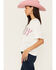 Image #2 - Mainstrip Women's Howdy Rhinestone Short Sleeve Cropped Graphic Tee, White, hi-res