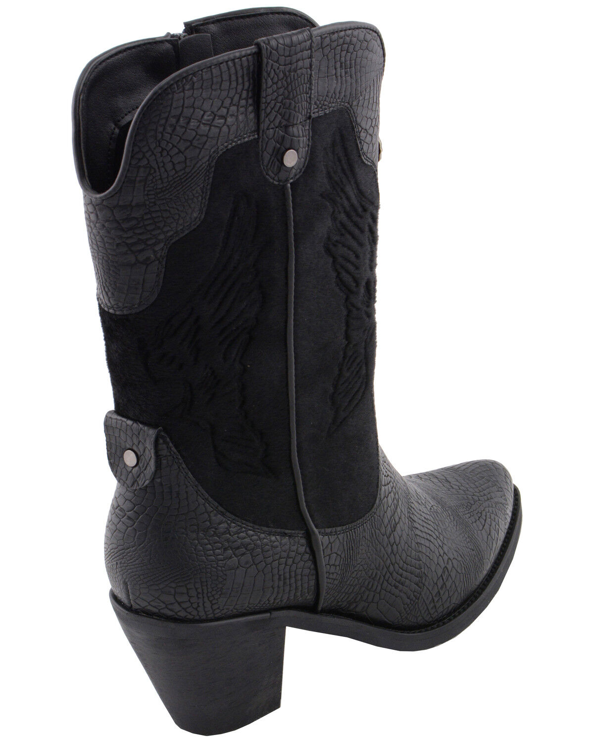 Image #9 - Milwaukee Leather Women's Snake Print Western Boots - Round Toe, Black, hi-res