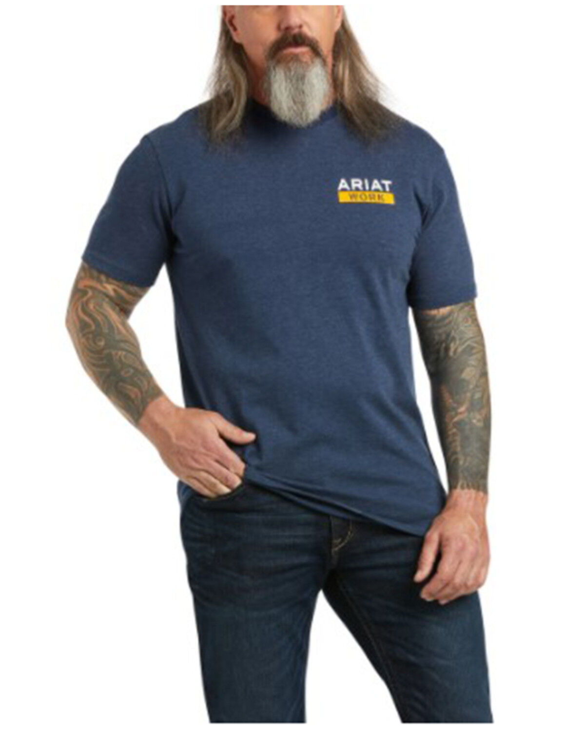 Image #1 - Ariat Men's Rebar Roughneck Graphic Short Sleeve Work Pocket T-Shirt, Navy, hi-res