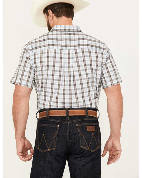 Image #4 - Cody James Men's Bryce Plaid Print Short Sleeve Button-Down Stretch Western Shirt, Light Blue, hi-res