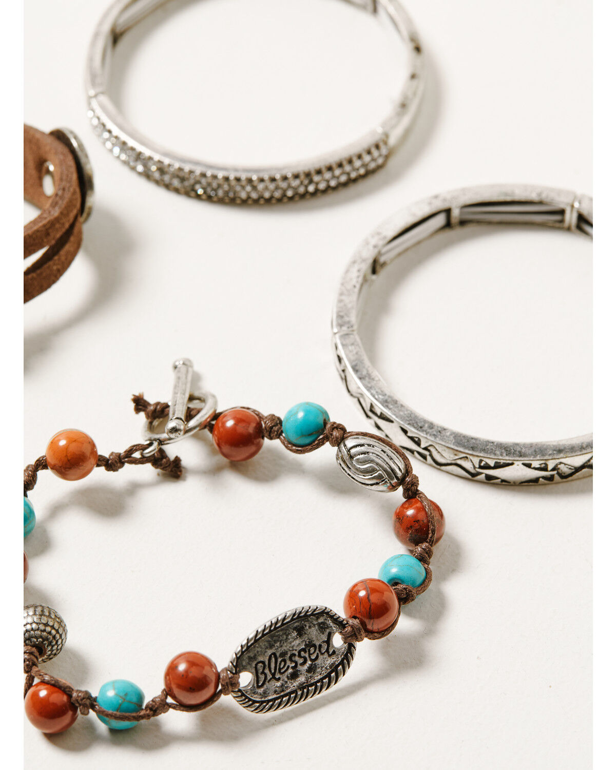 Image #3 - Shyanne Women's Canyon Sunset Turquoise Bangle Bracelet 4-Piece Set, Silver, hi-res