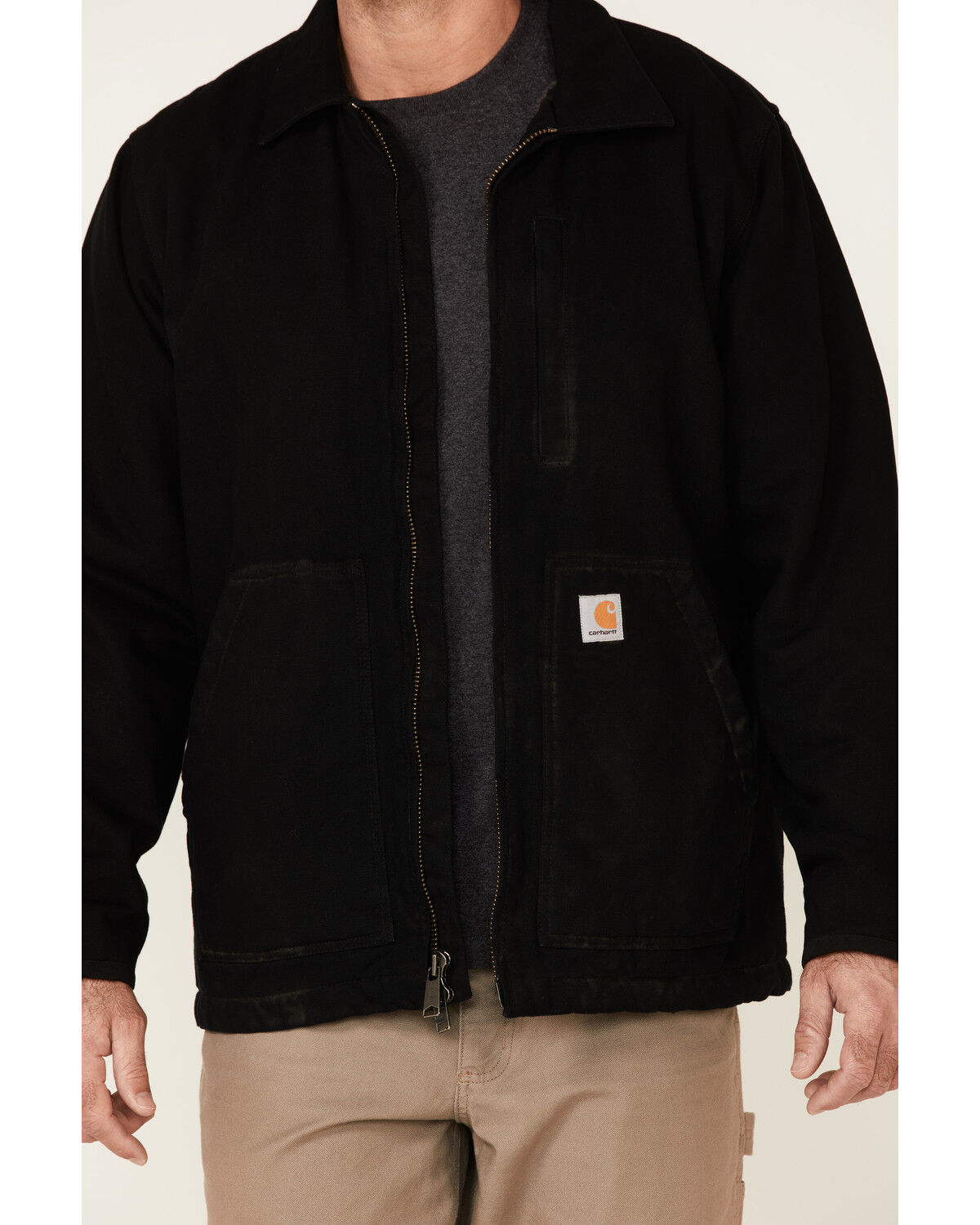 Image #3 - Carhartt Men's Duck Sherpa Lined Work Coat, Black, hi-res