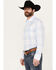 Resistol Men's Conrad Plaid Print Long Sleeve Button Down Western Shirt, Light Blue, hi-res