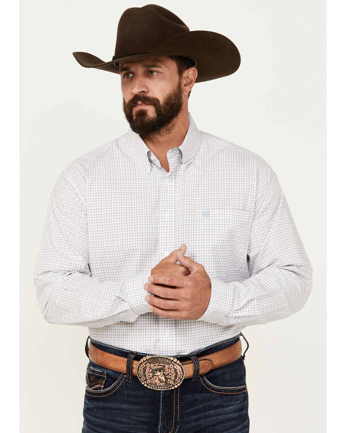 Cinch Men's Plaid Print Long Sleeve Button-Down Western