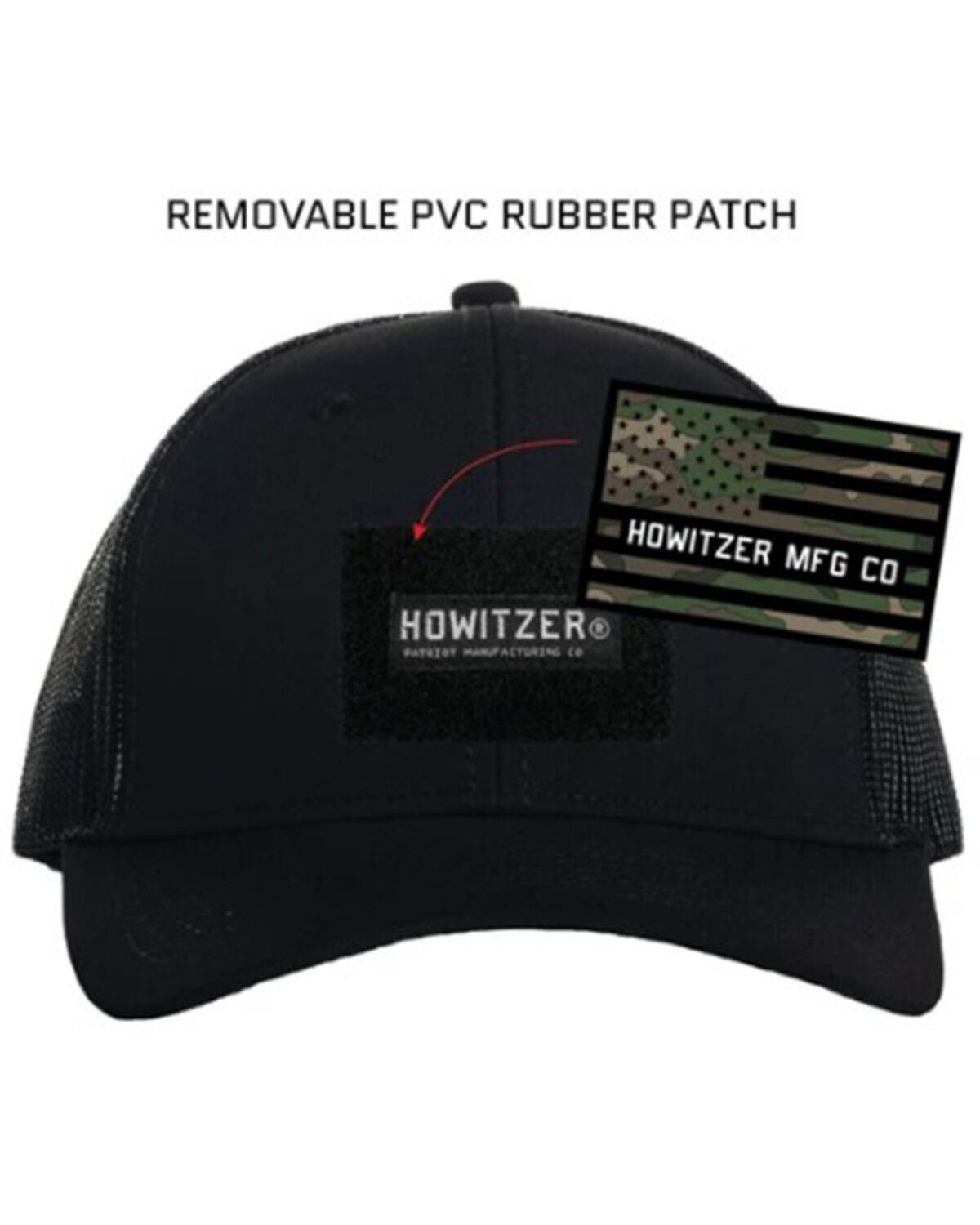 Image #4 - Howitzer Men's Camo Flag Logo Patch Ball Cap, Black, hi-res