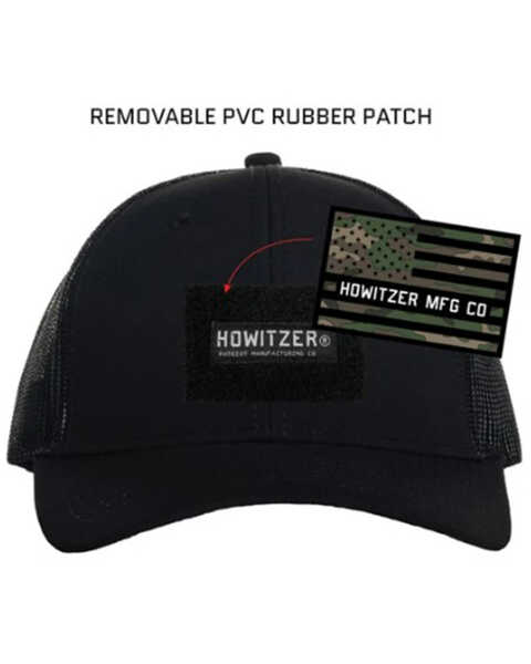 Howitzer Men's Camo Flag Logo Patch Mesh Back Trucker Cap, Black, hi-res