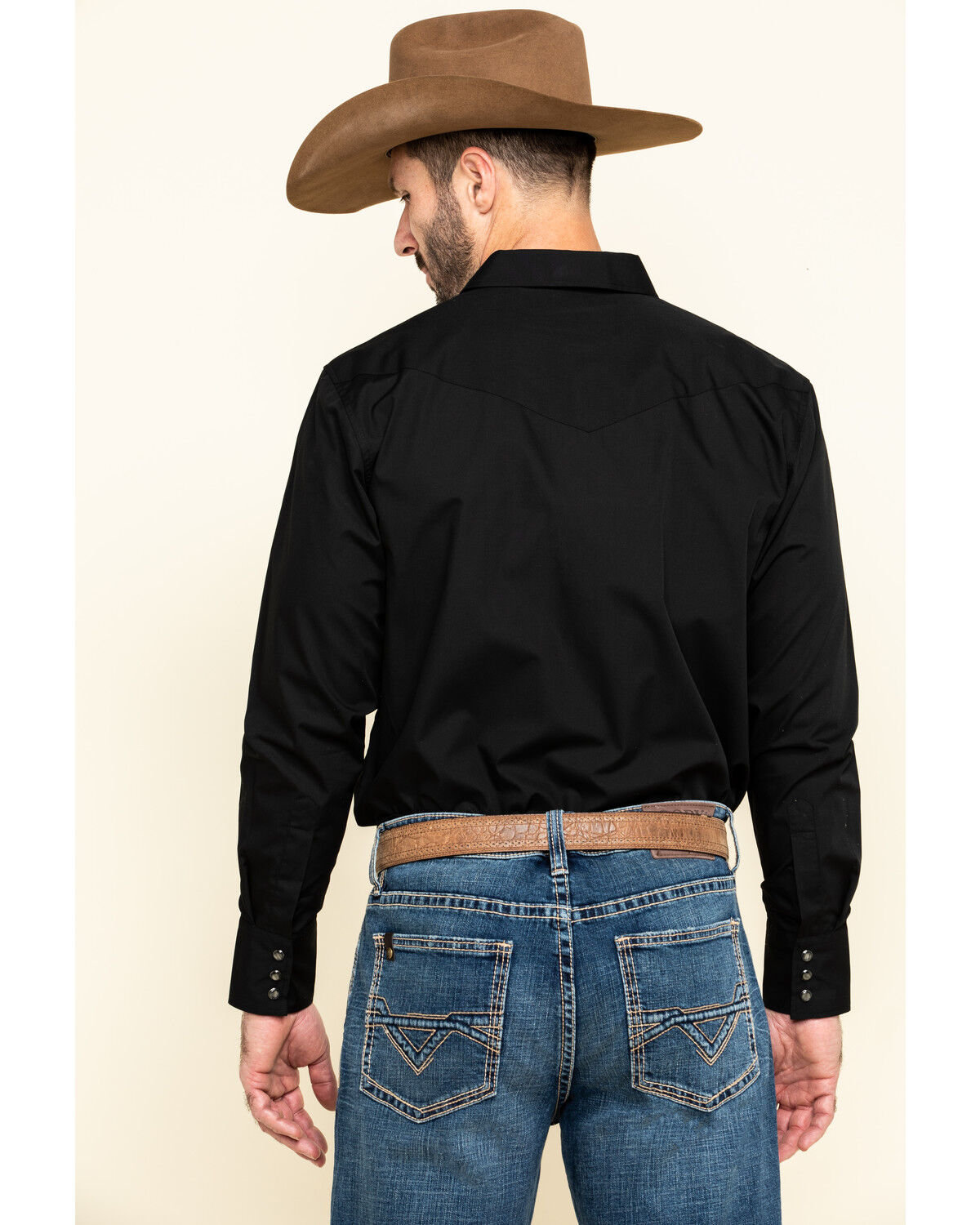 Image #2 - Gibson Men's Long Sleeve Snap Western Shirt - Big, Black, hi-res