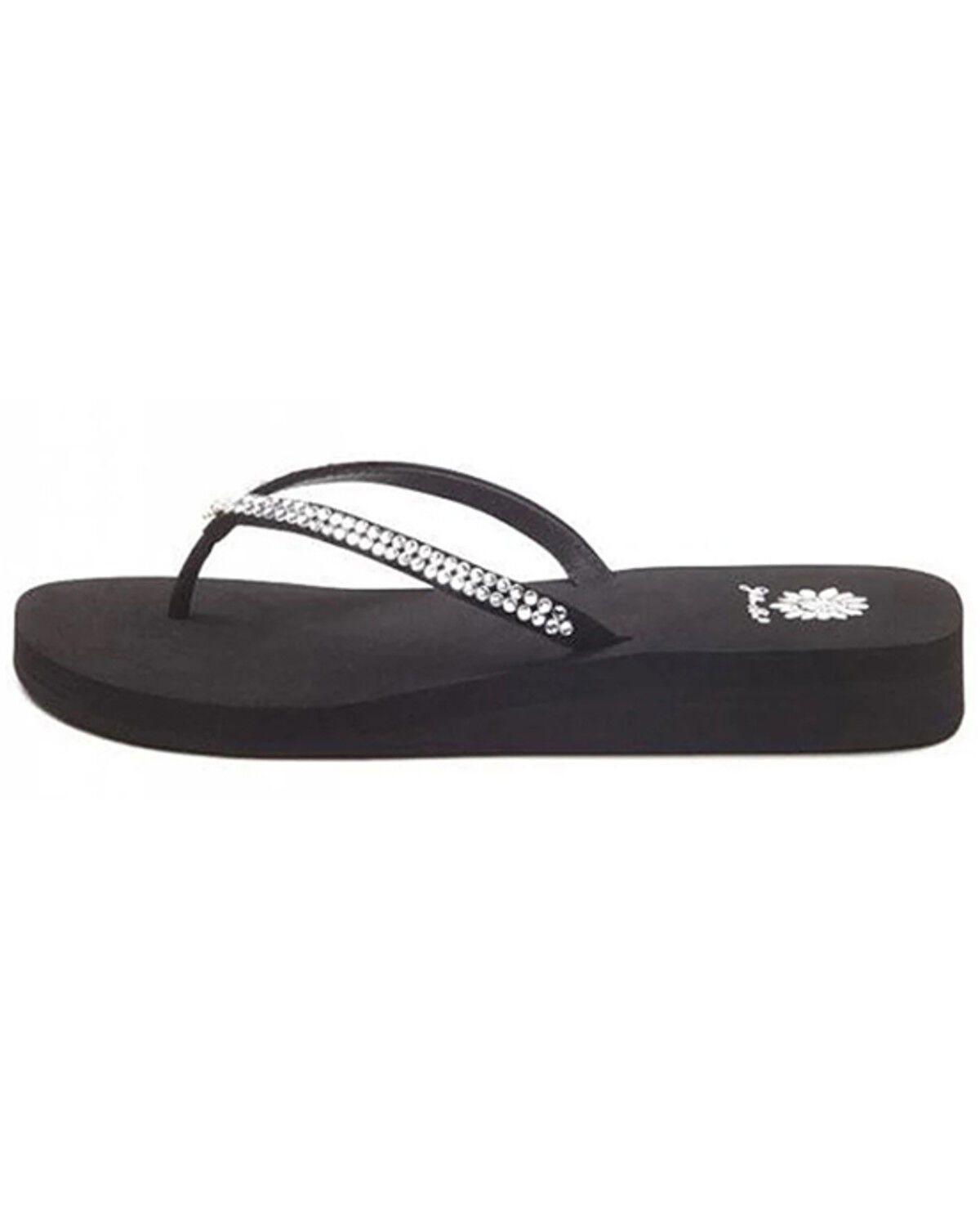 Image #2 - Yellow Box Women's Jello Rhinestone Sandals, Black, hi-res