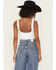 Image #4 - Good American Women's Scuba Solid Sleeveless Bodysuit, White, hi-res