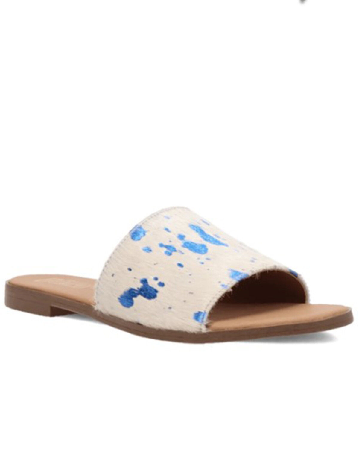 Image #1 - Dingo Women's Metallic Hairon Moo Moo Sandals, Blue, hi-res