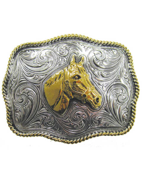 AndWest Two-Tone Horse Buckle, Gold, hi-res